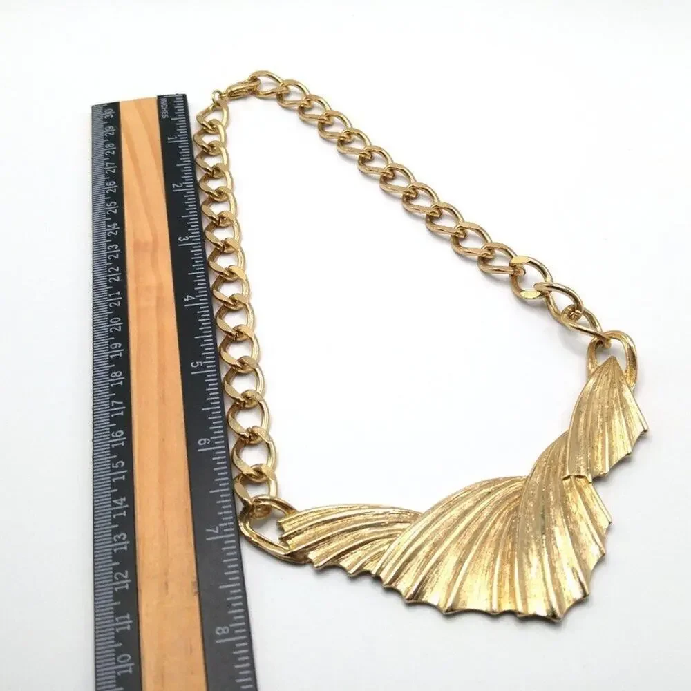 Vintage Park Lane Gold Frontal Necklace, Wide Chain, 18 Inches